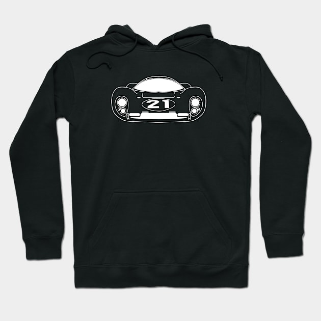 Ferrari 330 Le Mans 67 White Outline Hoodie by kindacoolbutnotreally